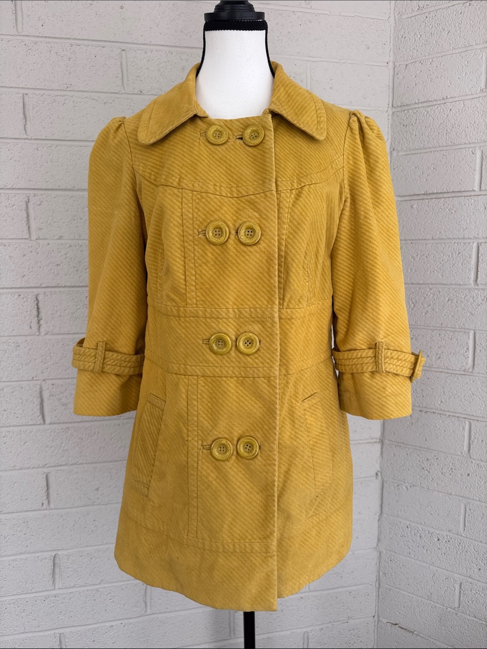 Anthropologie Elevenses Mustard Yellow Double-Breasted Coat 8